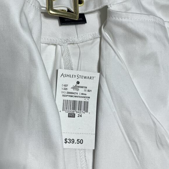 NWT Ashley Stewart S/S Jacket Size 24 White Retro Zipper Buckle Accent - Picture 4 of 7